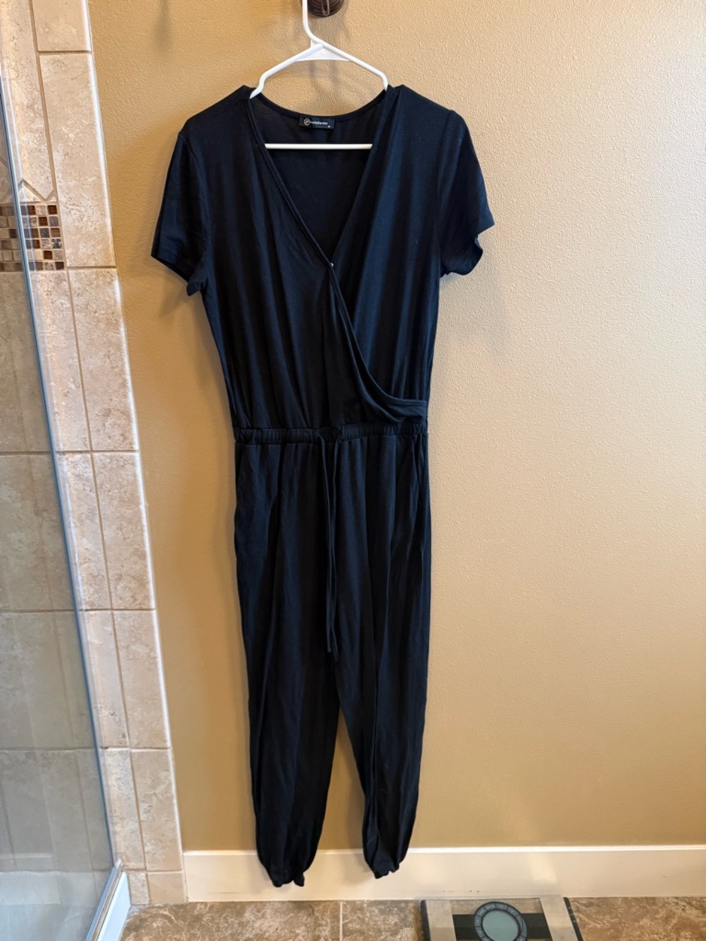 Classic Black Wrap-Front Jumpsuit